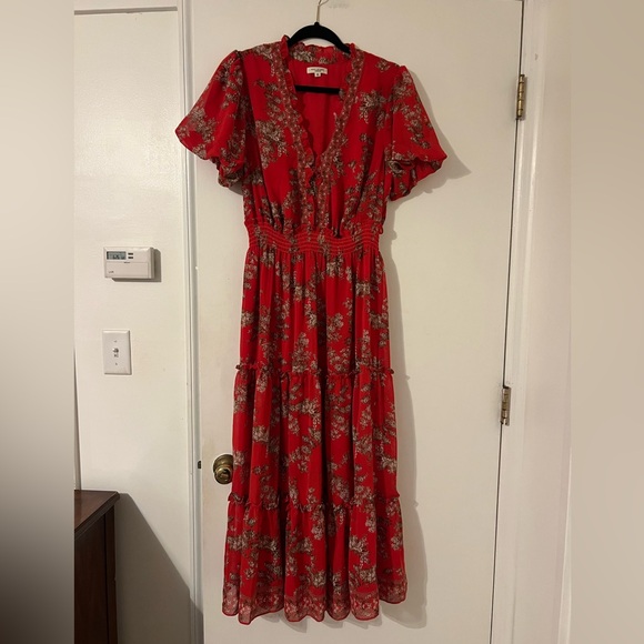 Max Studio Red Floral Dress size XL (M104) - Picture 1 of 12